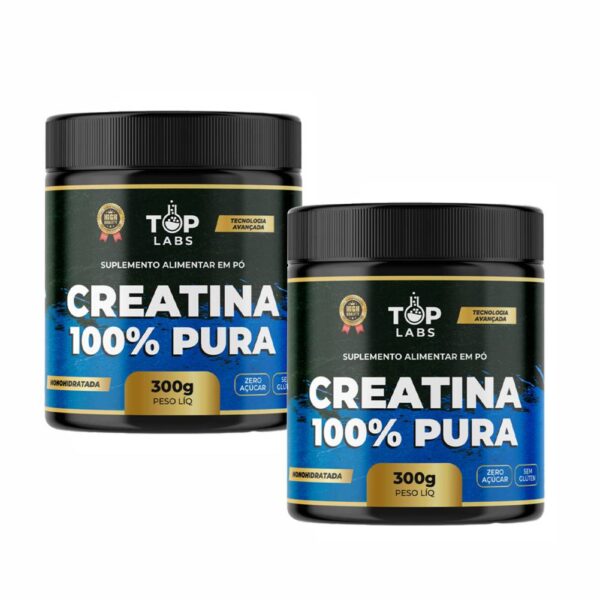 2 potes de Creatina 100% Pura 300g Top Labs