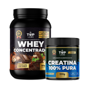 Whey Protein Concentrado 907Gr + Creatina 100% Pura 300g Top Labs